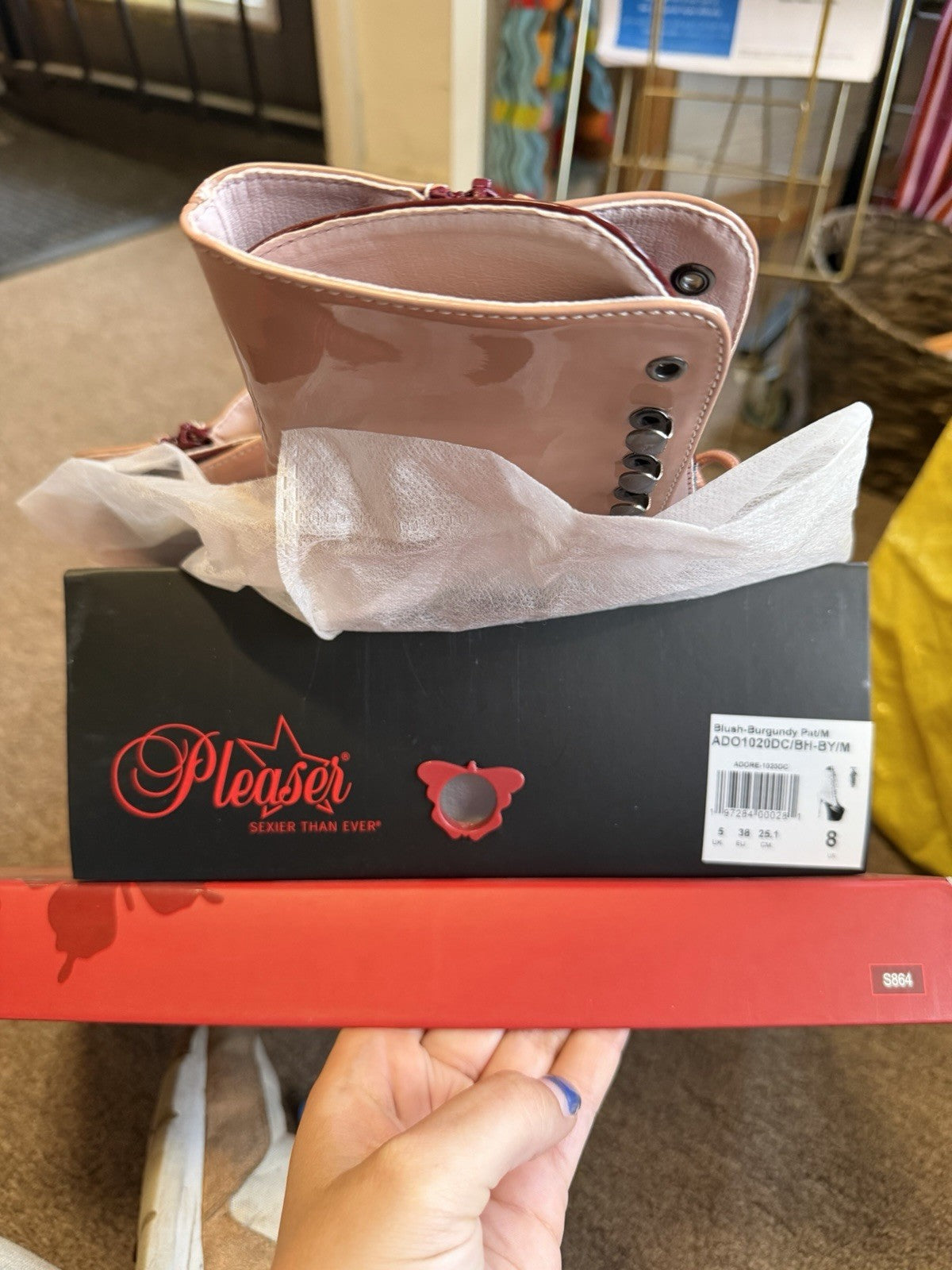 Pleaser Adore 7" Heel Two-Tone Lace-Up Ankle Boot 2 3 4" Platform Size 8 US