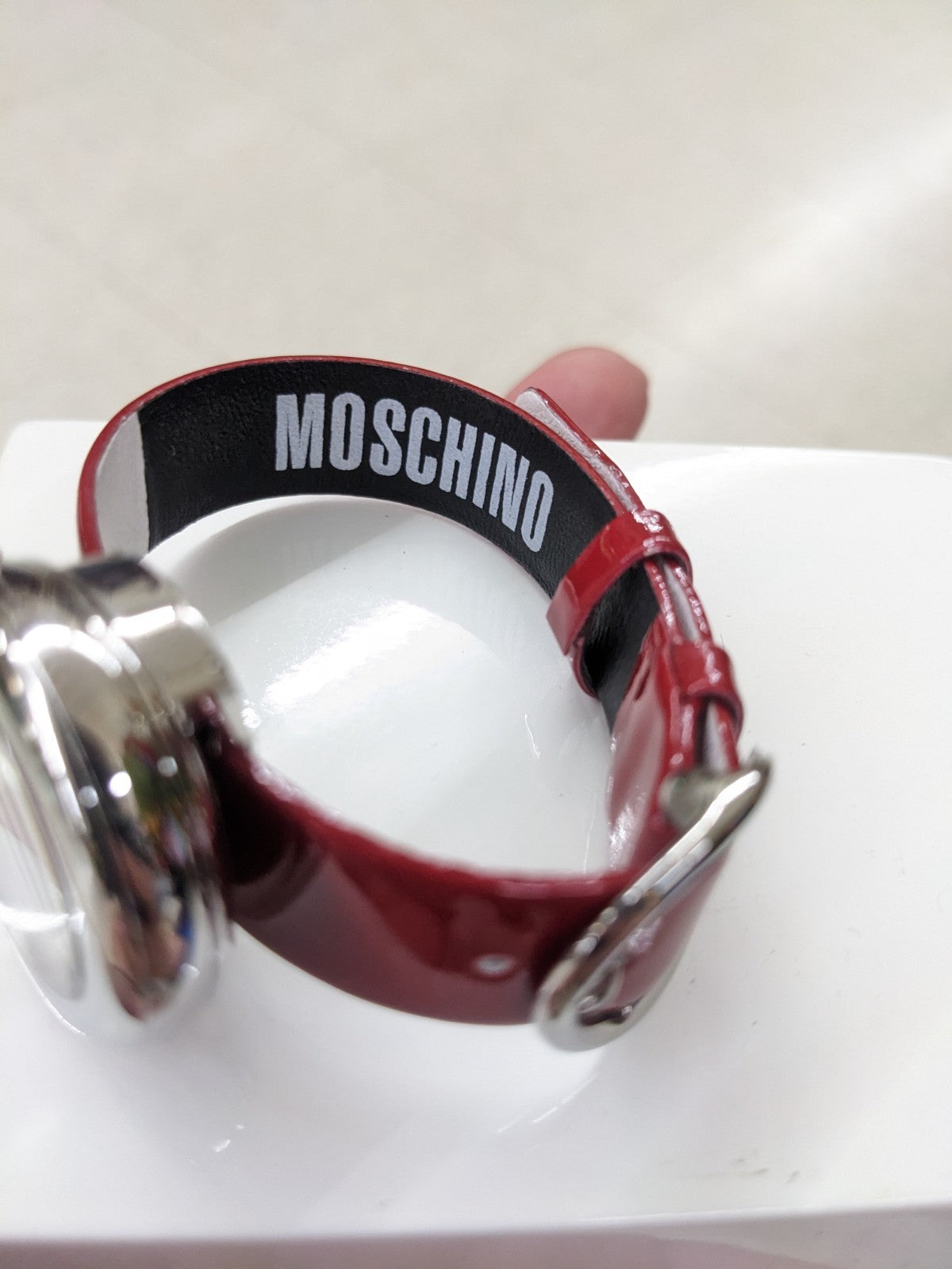 Vintage Moschino Red Diamonds Are Forever Watch EUC 