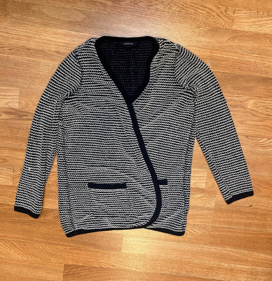 Lands End Baumwolle Blend Navy White Cardigan Small Petite