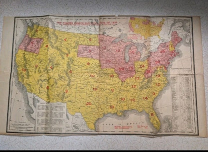 Rand McNally 1920s Electoral Votes Map Broadside Advertising Antique Voting 