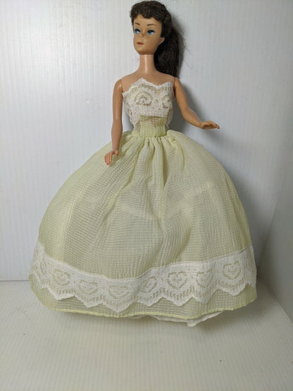Barbie clone outfit homemade vintage ball gown yellow chiffon lace dress  