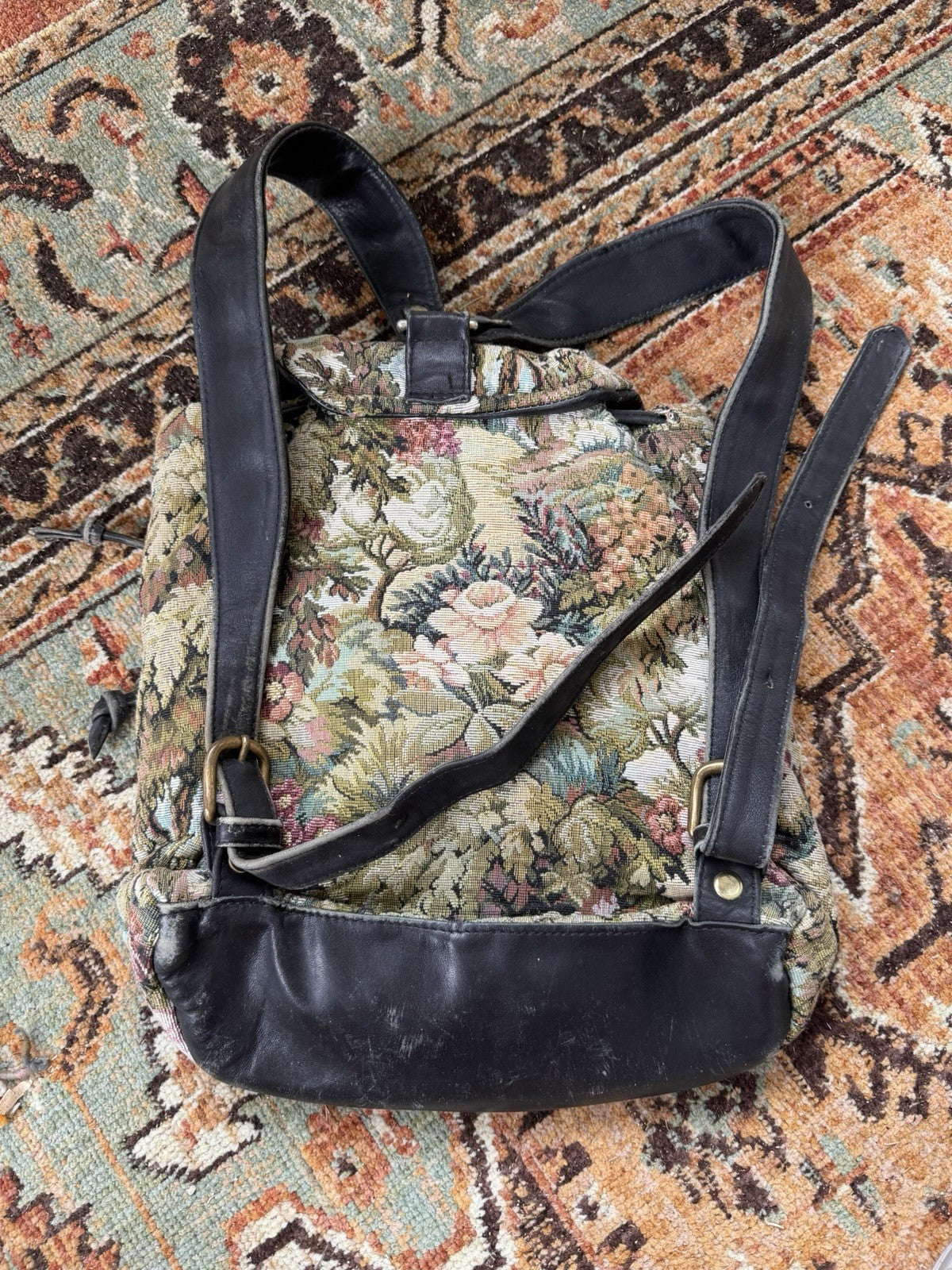 Village Tannery Floral Leather Backpack
