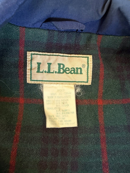 Vintage LL BEAN Mens Tall XL Hunter Green Plaid Flannel Bomber Jacket Zip