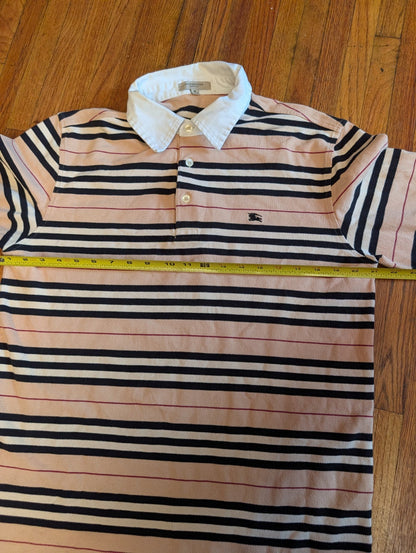 BURBERRY LONDON Size M Nova Stripe Cotton Long Sleeve Polo Rugby 