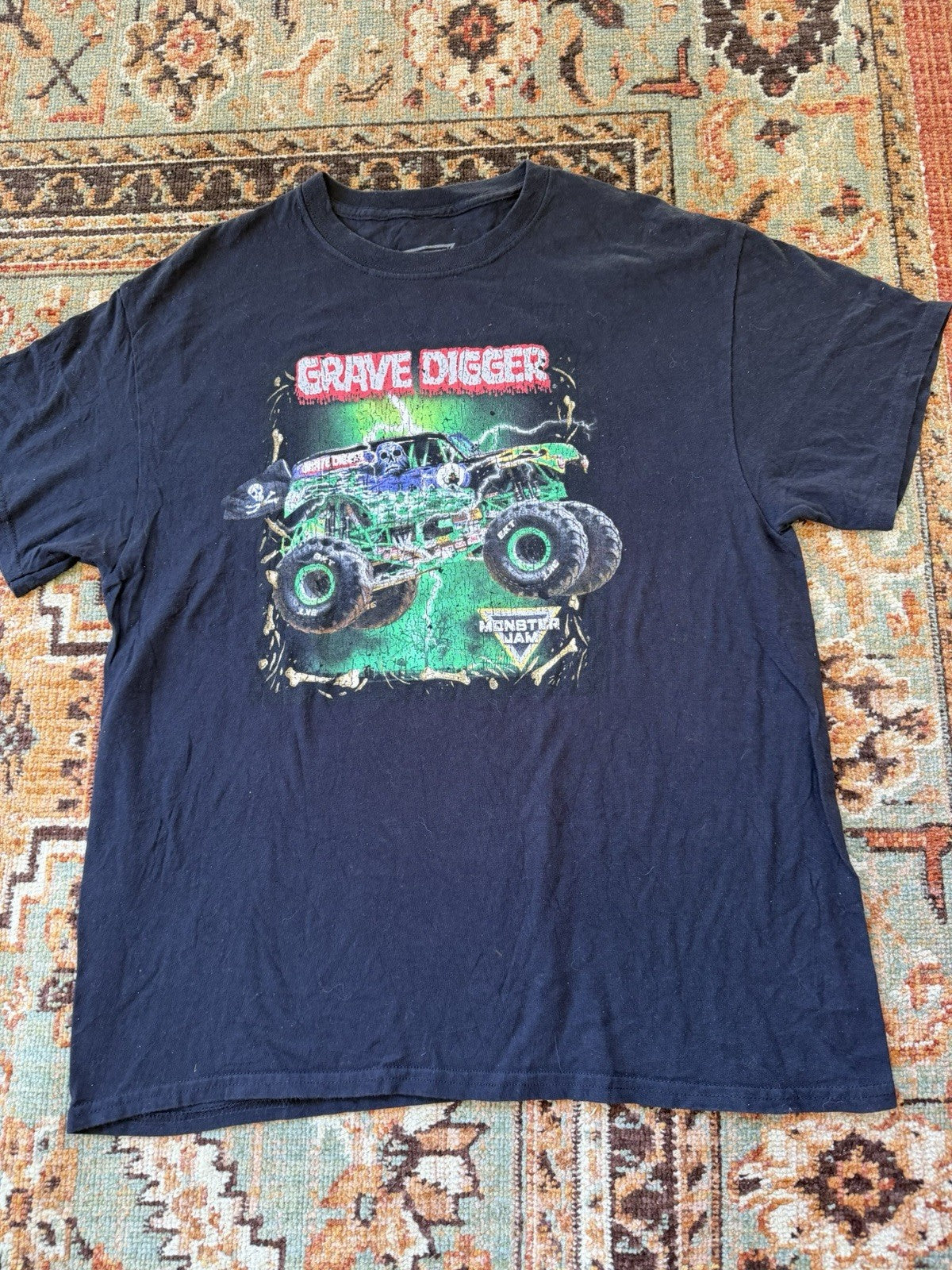 Monster Jam Grave Digger T Shirt Black 2012 Graphic Men's Size Large
