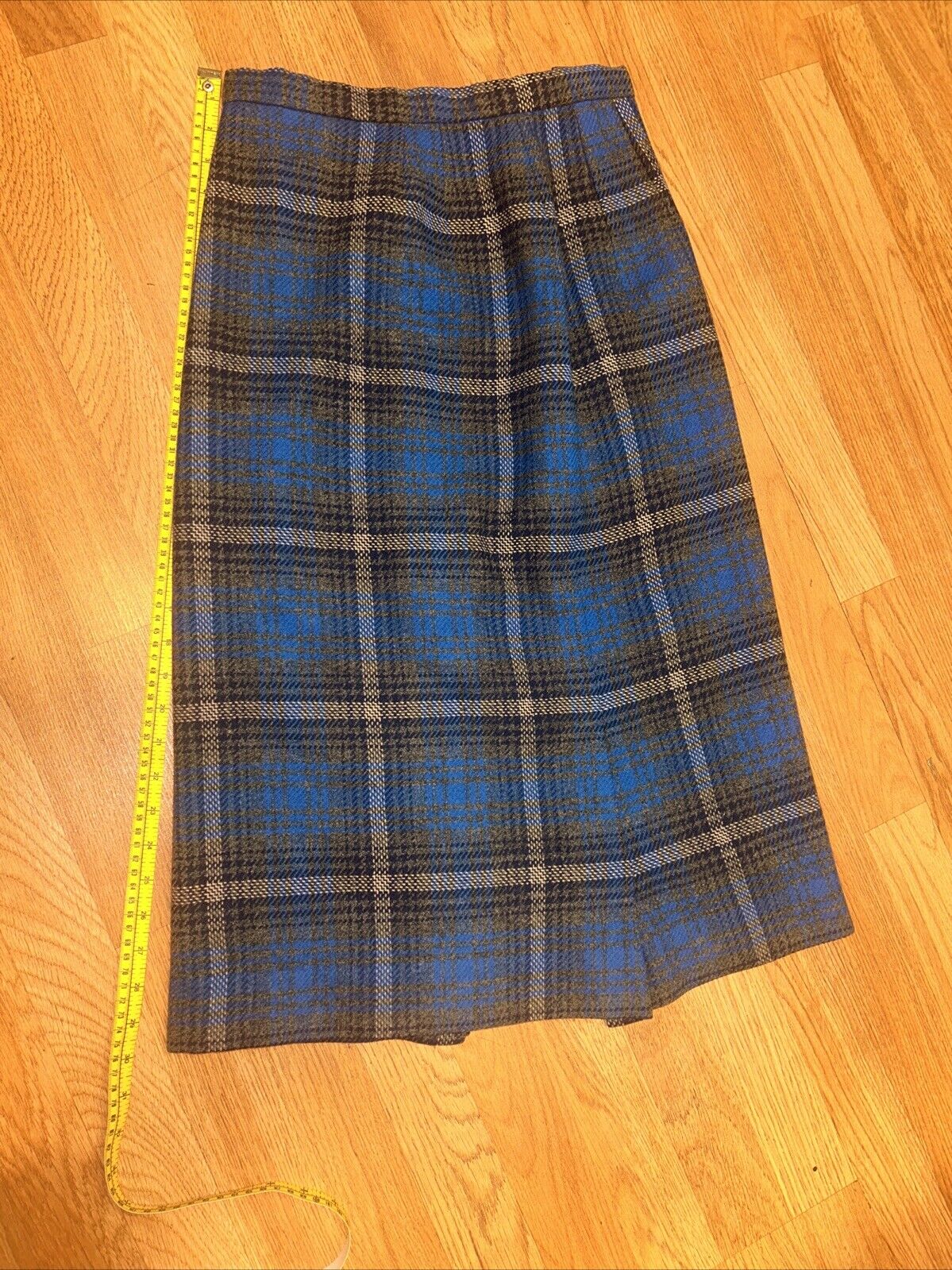 Vintage Pendleton Virgin Wool Skirt Plaid Midi Tartan Flannel Size Small 27"