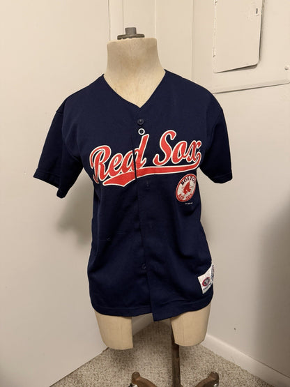 AS IS Vintage 00s Boston Red Sox TRUEFAN Button Down Baseball Jersey Size M