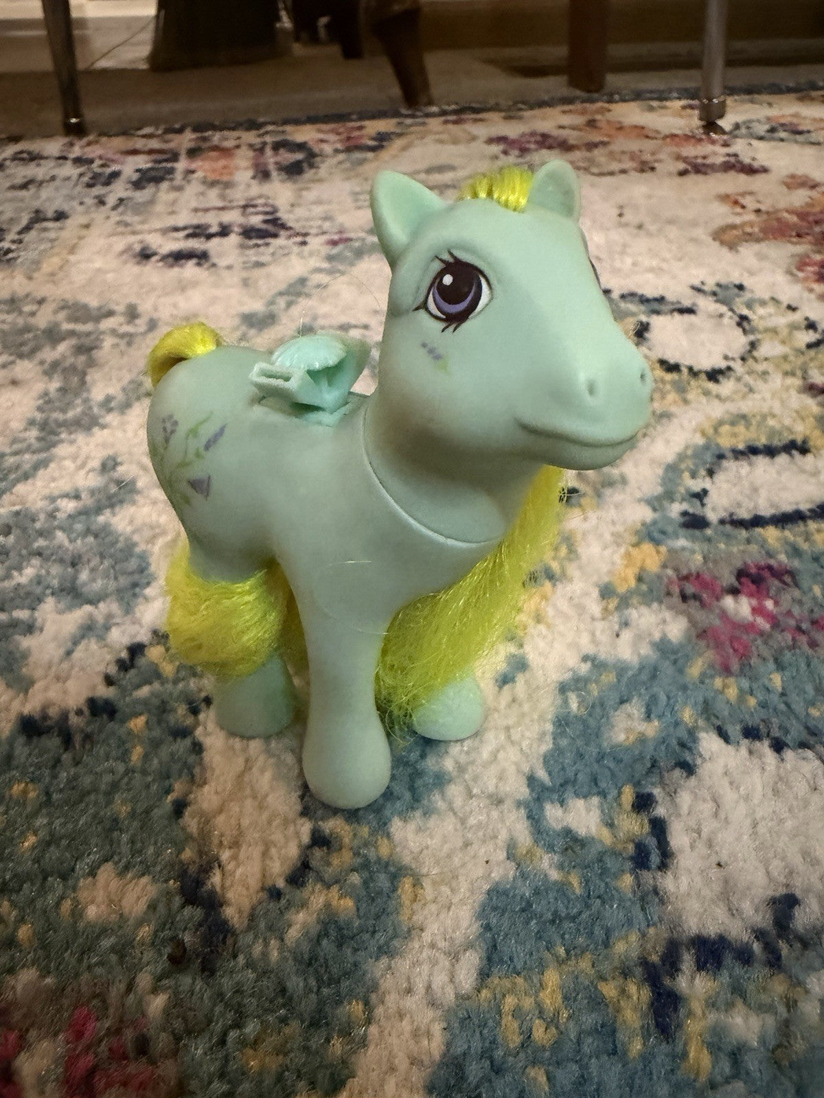 My Little Pony Flutter Morning Glory G1 1986 Purple Flower Neon Yellow Vtg MLP