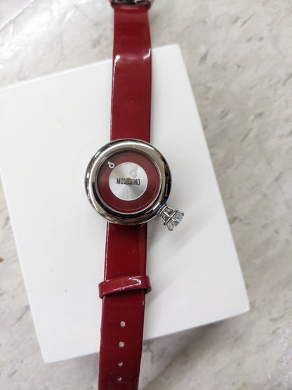 Vintage Moschino Red Diamonds Are Forever Watch EUC 