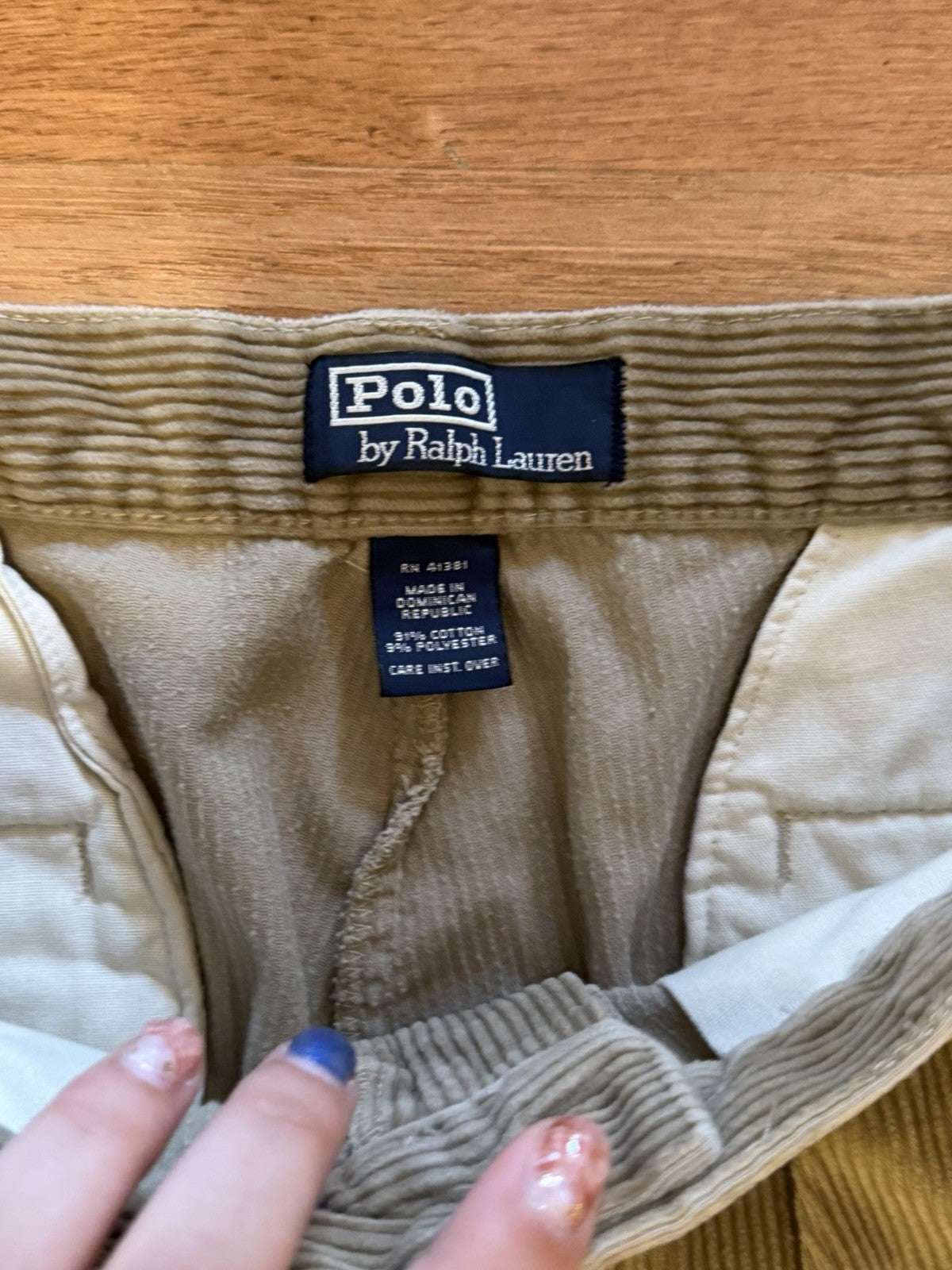 Polo Ralph Lauren Hammond Pant Mens 34x39 Tan Corduroy Relaxed Cuffed Pleated