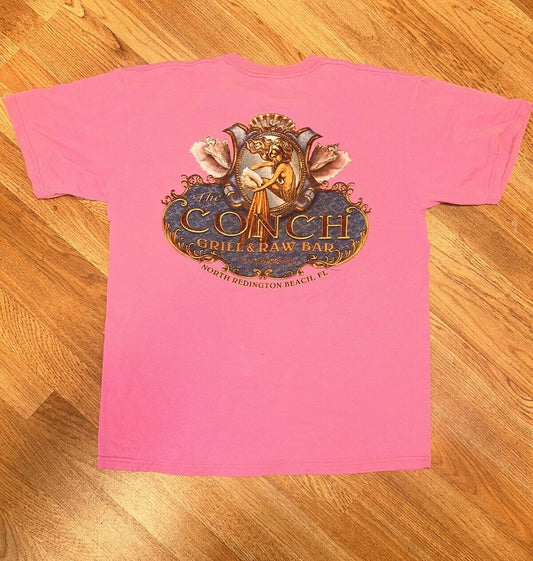 Vintage “The Conch” Graphic Tee Shirt  Size Large pink Mermaid 