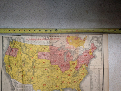 Rand McNally 1920s Electoral Votes Map Broadside Advertising Antique Voting 