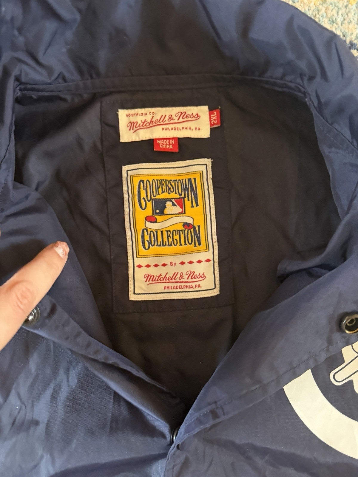 AS IS MLB Mitchell And Ness Cooperstown Collection Raincoat Cubs Baseball- 2XL