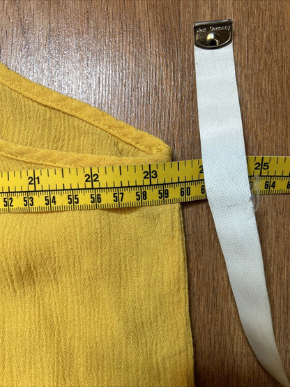 Lane Bryant Top Womens 18 Yellow Crinkle Crochet Button Front Sleeveless Tie 