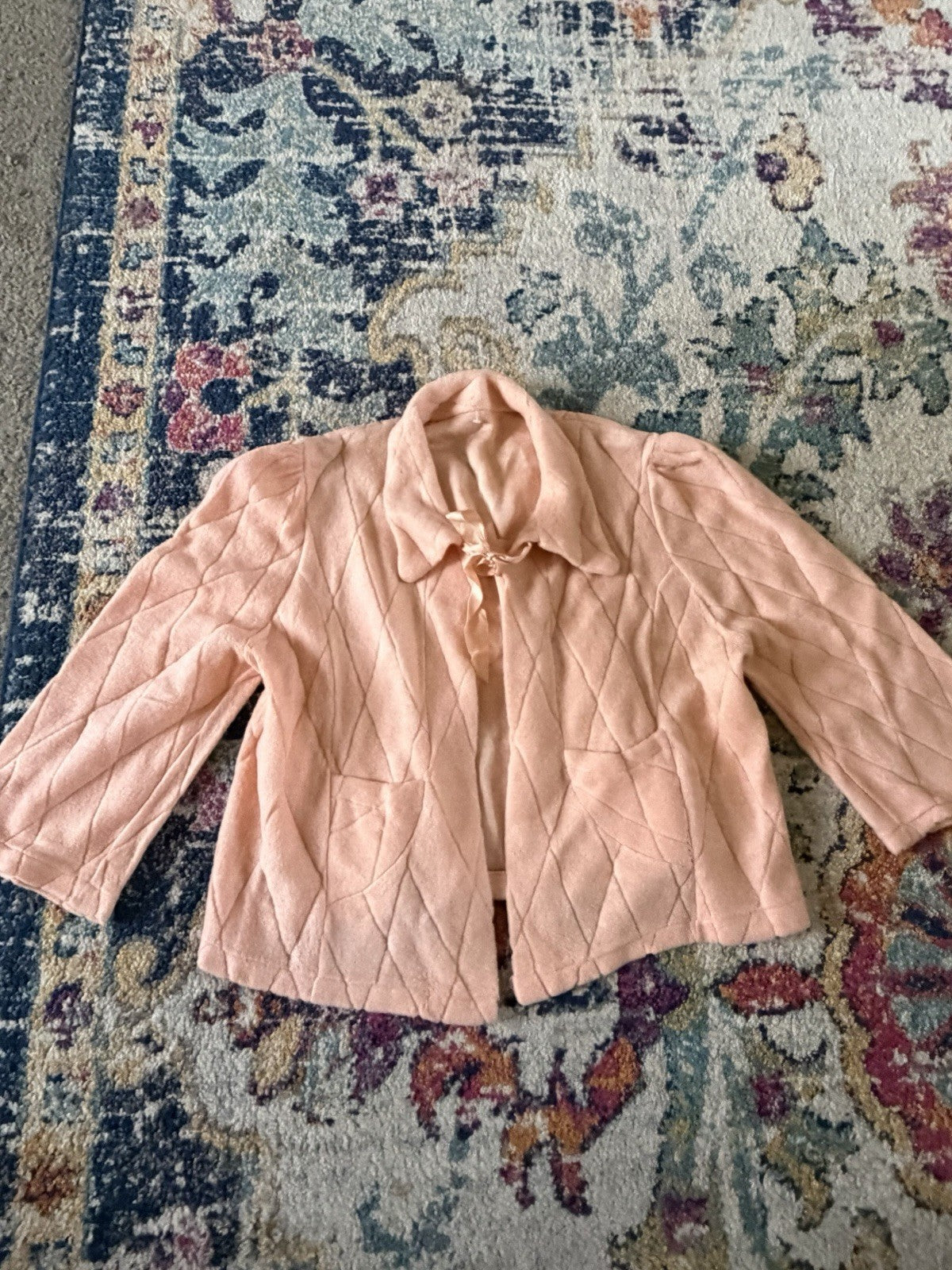 1940s Quilted Soft Pink Bed Jacket -See Measurements