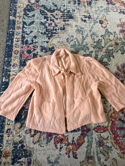 1940s Quilted Soft Pink Bed Jacket -See Measurements