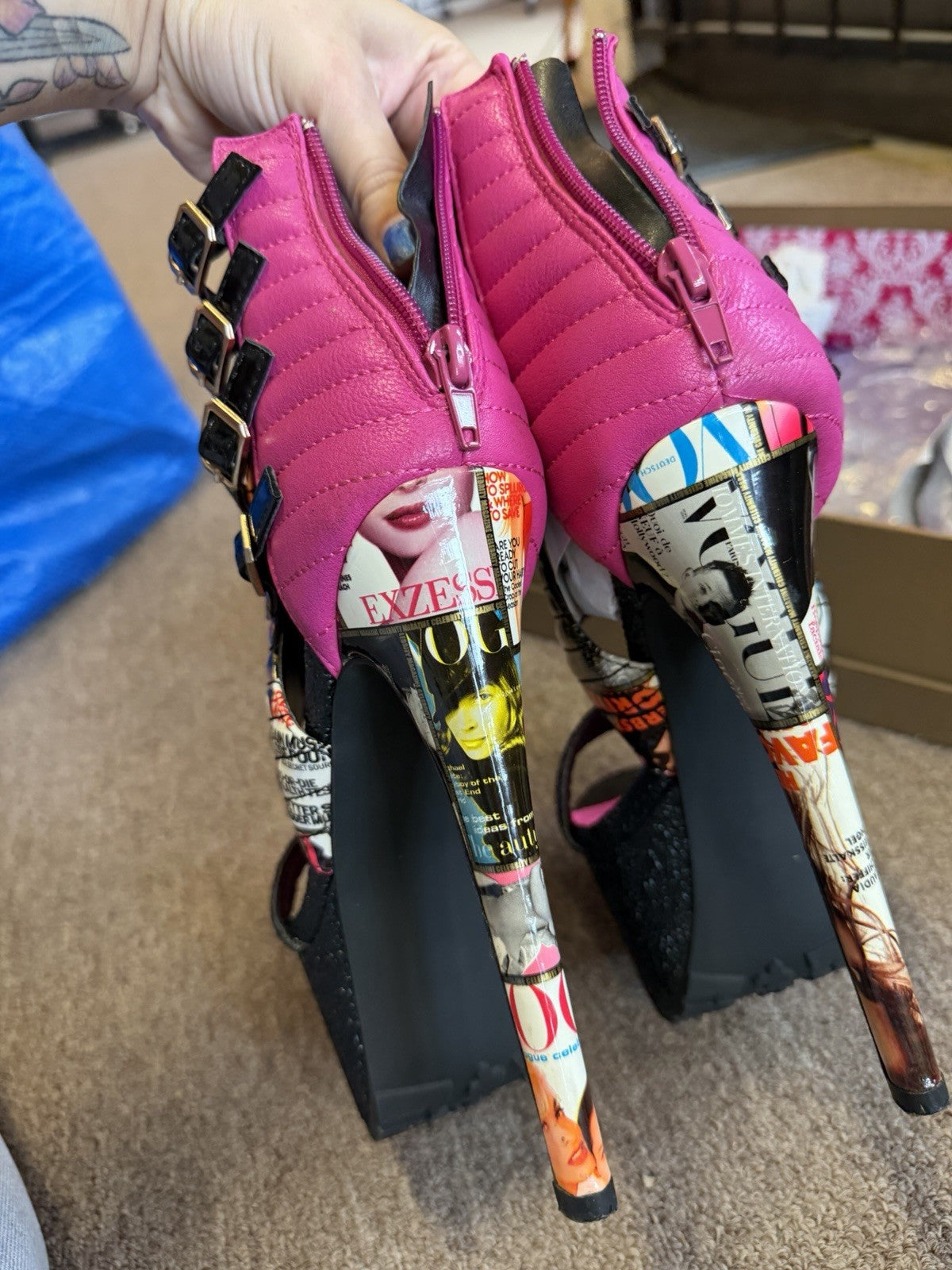 Privileged Size 7 Xpress Multi Heels Magazine 80s Throwback