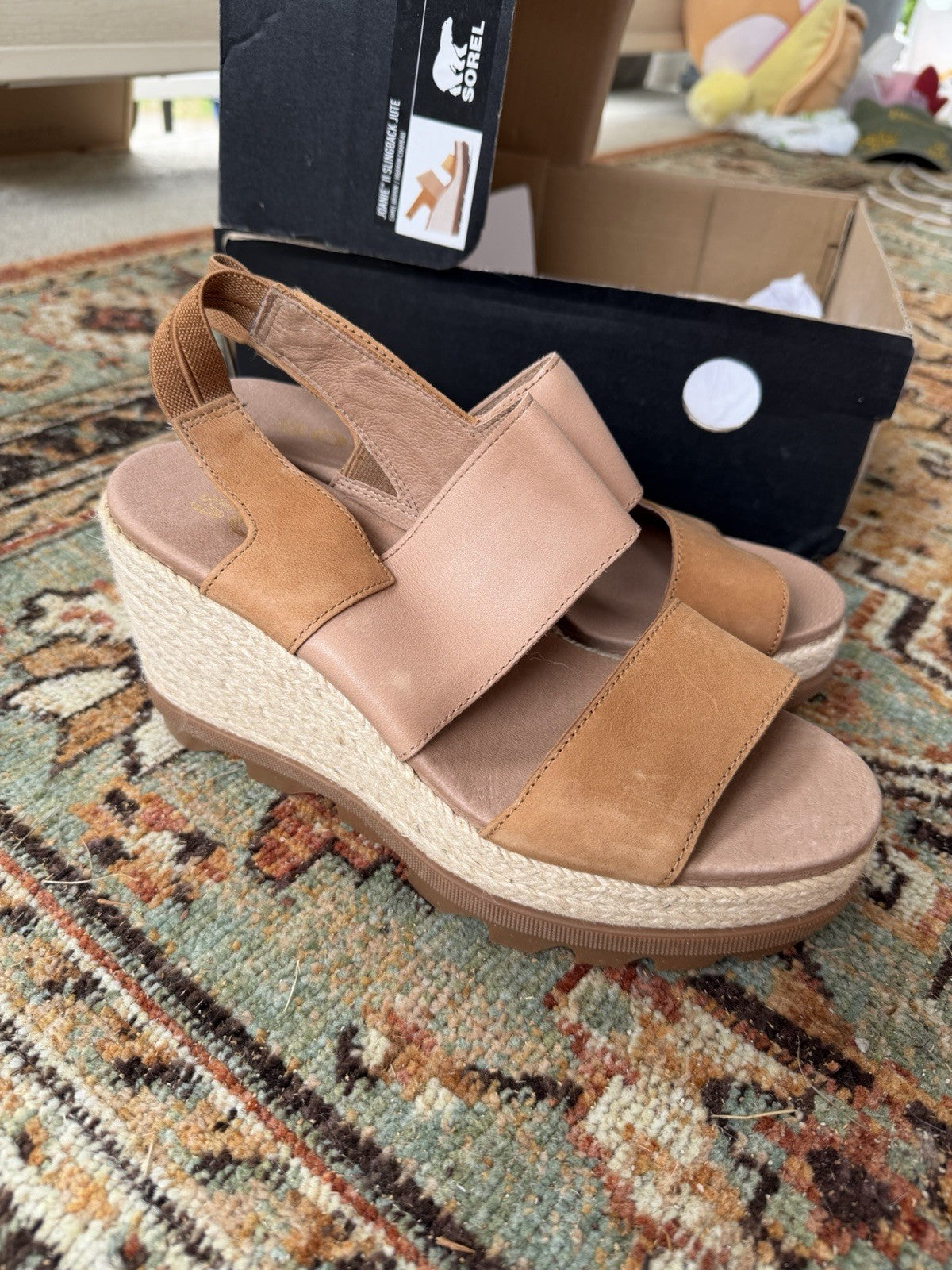 NEW SOREL Joanie IV Y Strap Wedge Sandals Women's Size US 8 Honest Beige