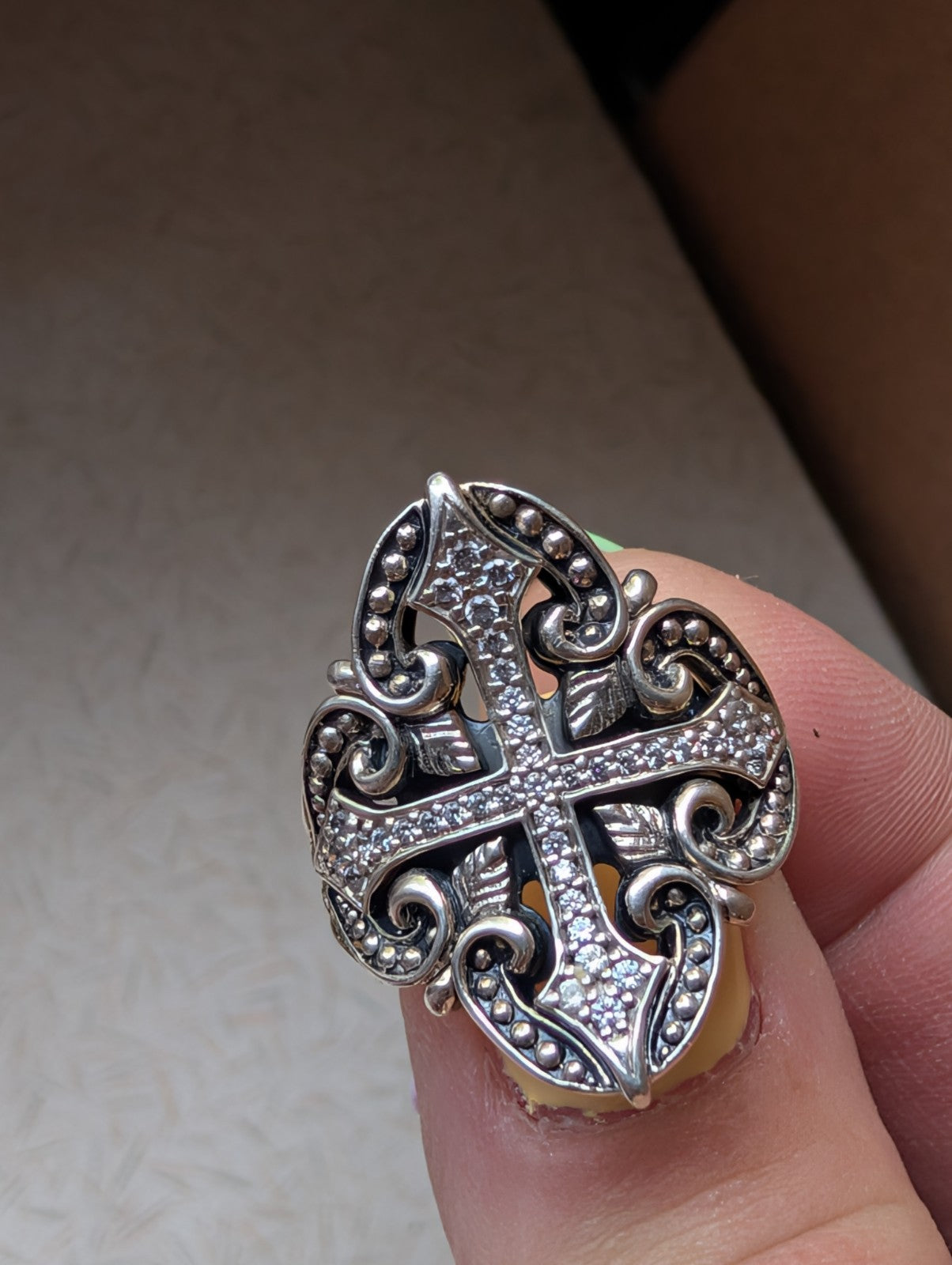 Scott Kay Sterling Silver .925 Cross Saddle Ring Size 8 