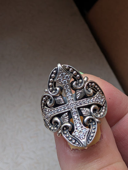 Scott Kay Sterling Silver .925 Cross Saddle Ring Size 8 