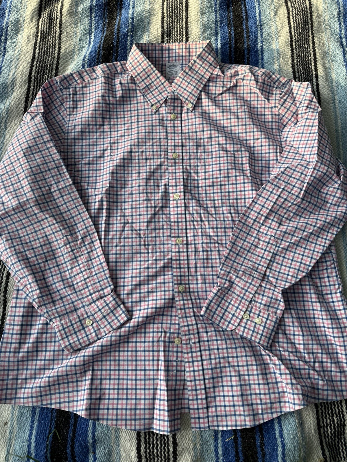 Vintage Brooks Brothers Shirt Men 2XL XXL Tan Plaid Regent Oxford Button AS IS 