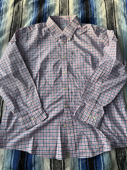 Vintage Brooks Brothers Shirt Men 2XL XXL Tan Plaid Regent Oxford Button AS IS 