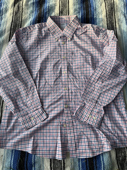Vintage Brooks Brothers Shirt Men 2XL XXL Tan Plaid Regent Oxford Button AS IS 