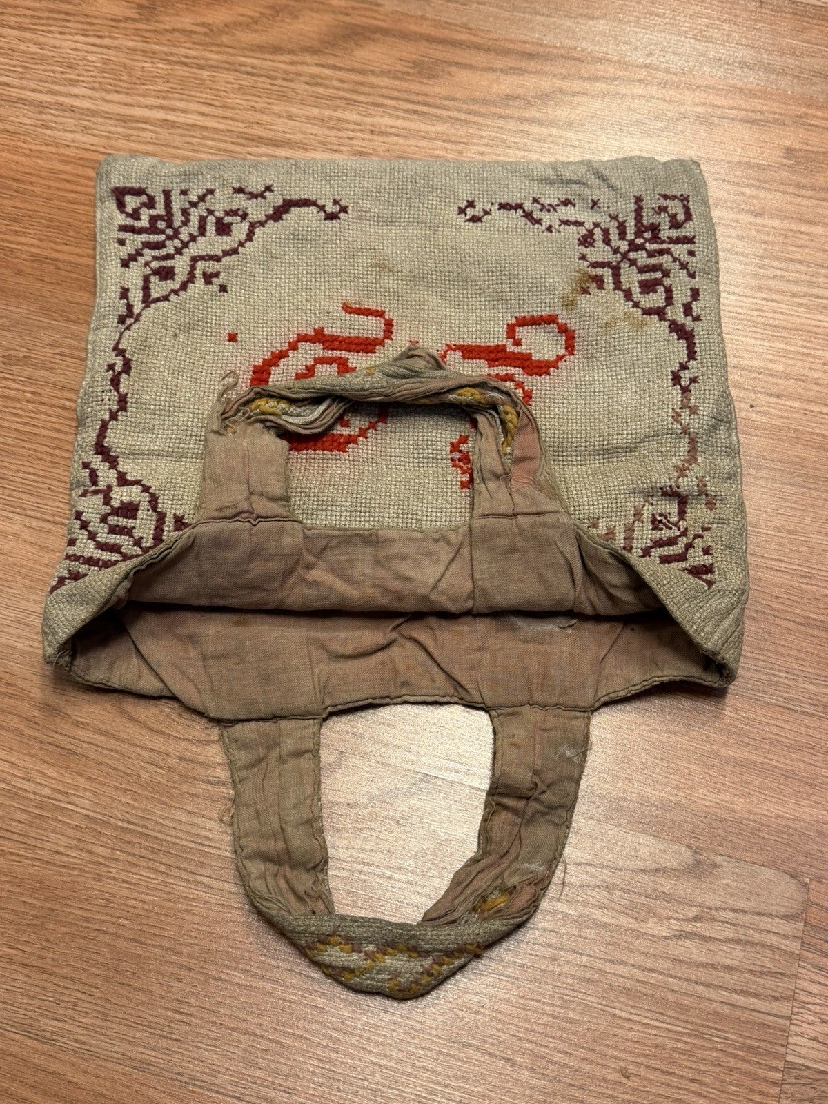 AS IS Antique 1800s Sampler Embroidery Bag