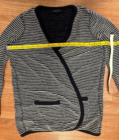 Lands End Baumwolle Blend Navy White Cardigan Small Petite