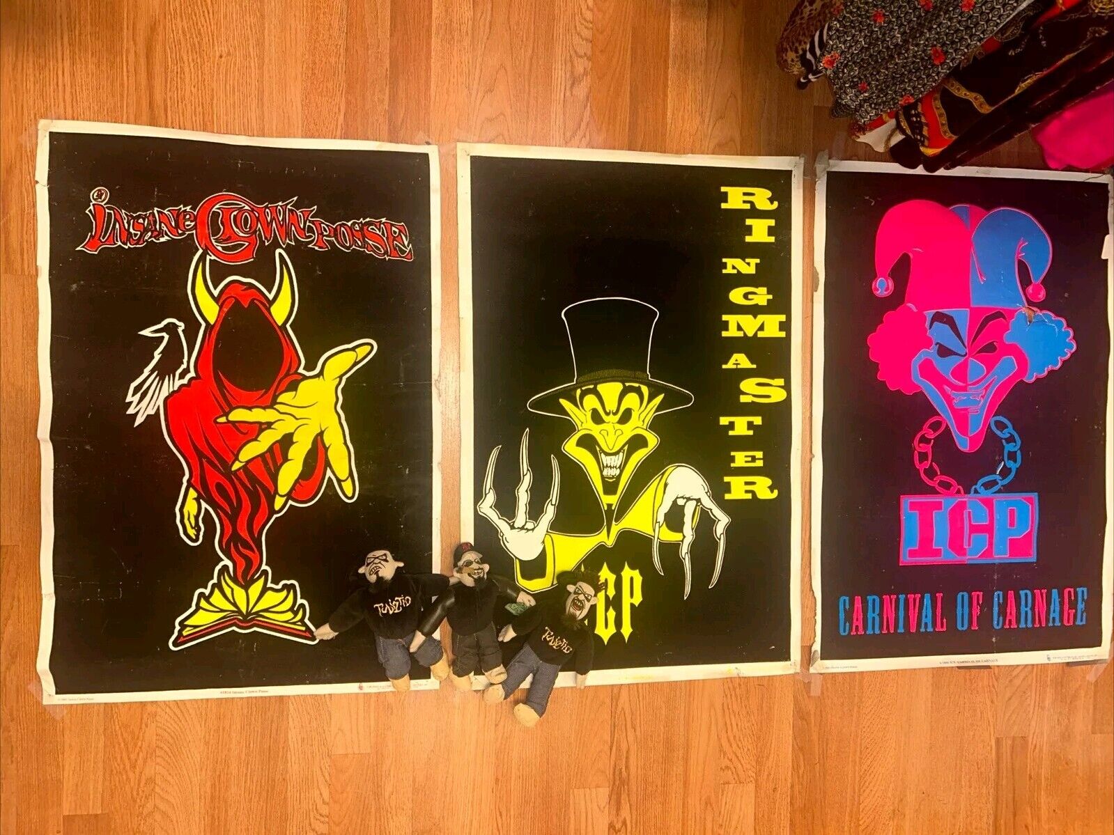 3 INSANE CLOWN POSTER 24 X 36 ICP INSANE CLOWN POSSE 3 TWIZTID DOLLS LOT As Is 
