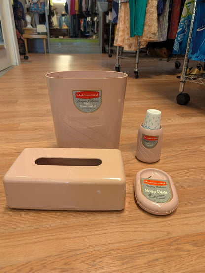 RARE 1990S VINTAGE Rubbermaid Designer Collection - PINK Bathroom 13 Pieces LOT 