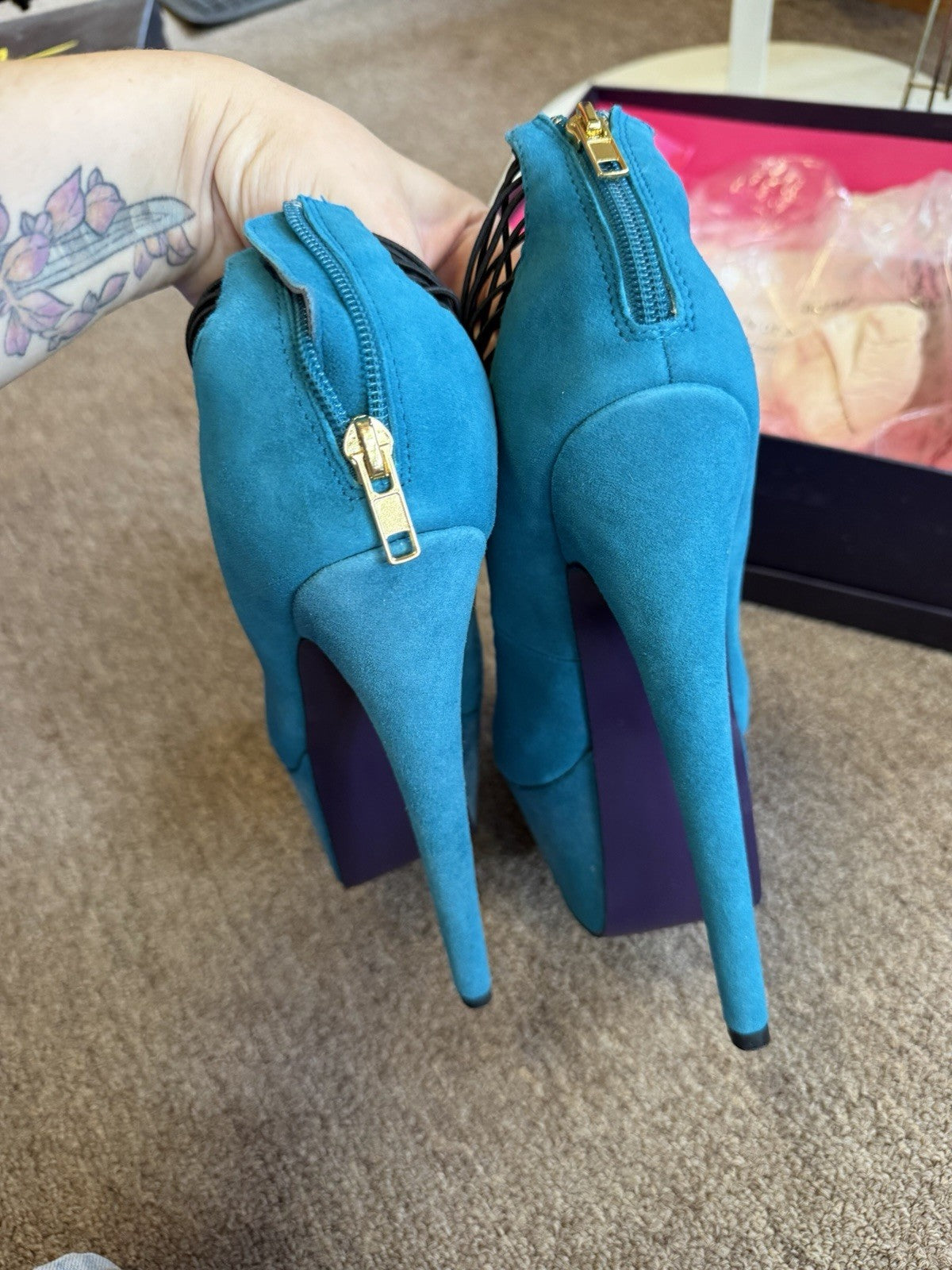 AS IS London Trash Womens Ceres Platform Heels Stiletto Teal Size 7.5