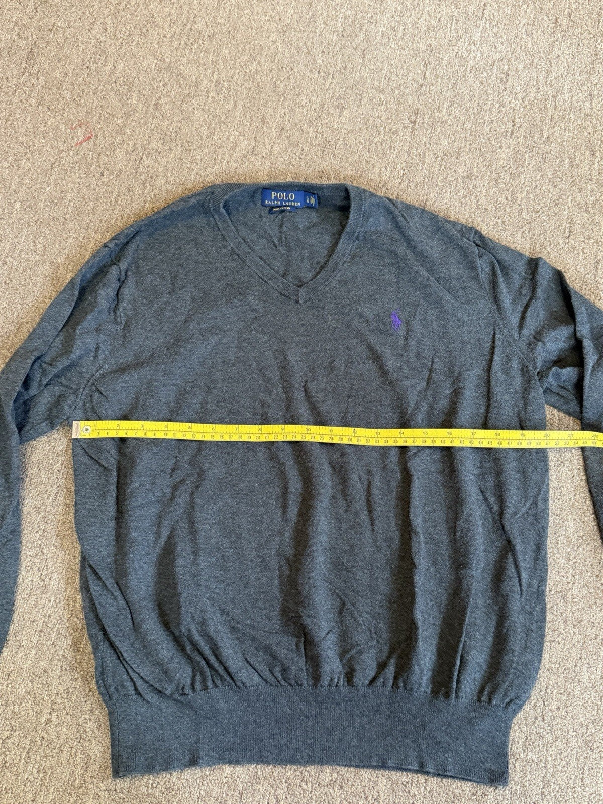 Polo Ralph Lauren Men's Long Sleeve V-Neck T-Shirt Charcoal Gray L