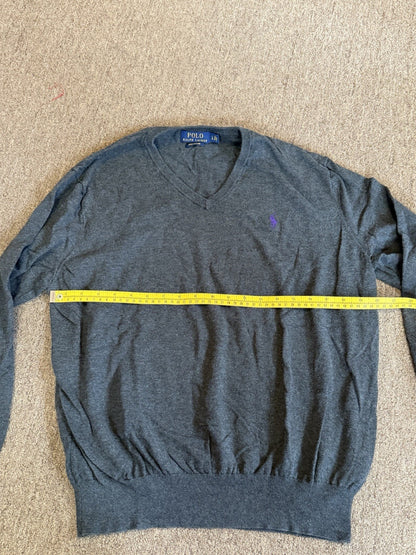 Polo Ralph Lauren Men's Long Sleeve V-Neck T-Shirt Charcoal Gray L