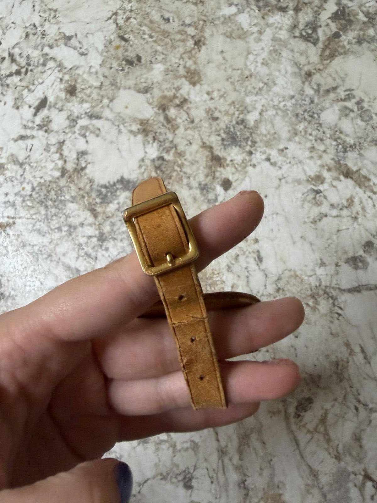 AS IS Vintage Louis Vuitton Small Luggage Tag in Vachetta Leather (16A)