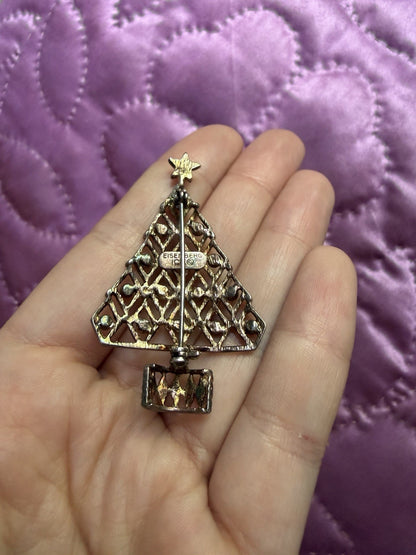 Vtg Signed Eisenberg Ice Rhinestones Ornaments Christmas Tree Star Topper Brooch
