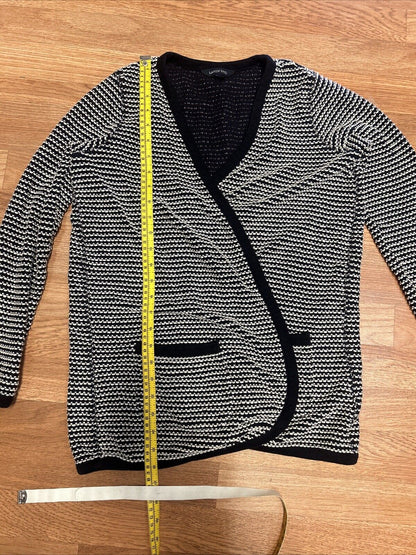 Lands End Baumwolle Blend Navy White Cardigan Small Petite