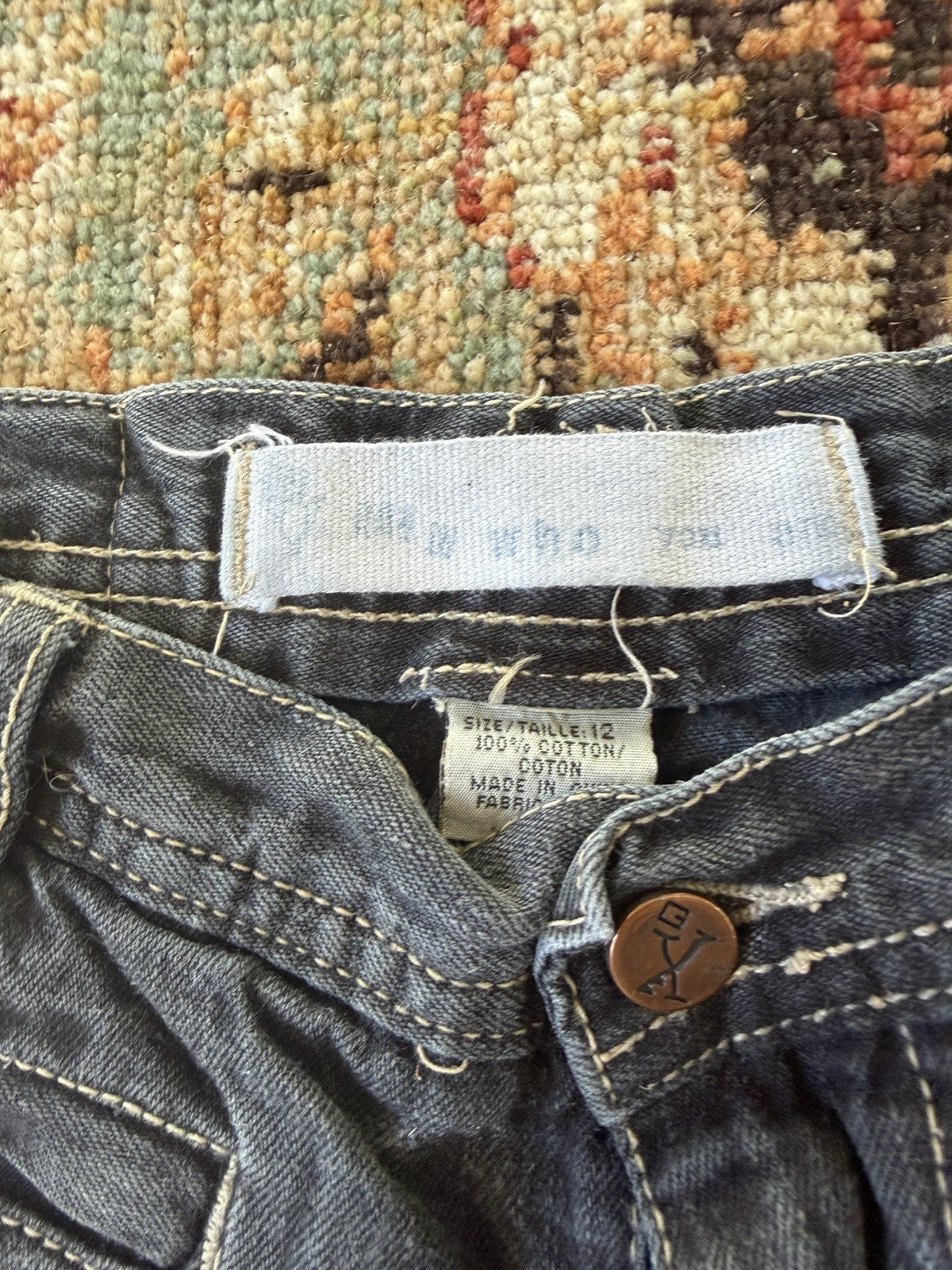 VTG Y2K Girls Sz 12 Dark Denim Pants Flare 2000s Low Rise