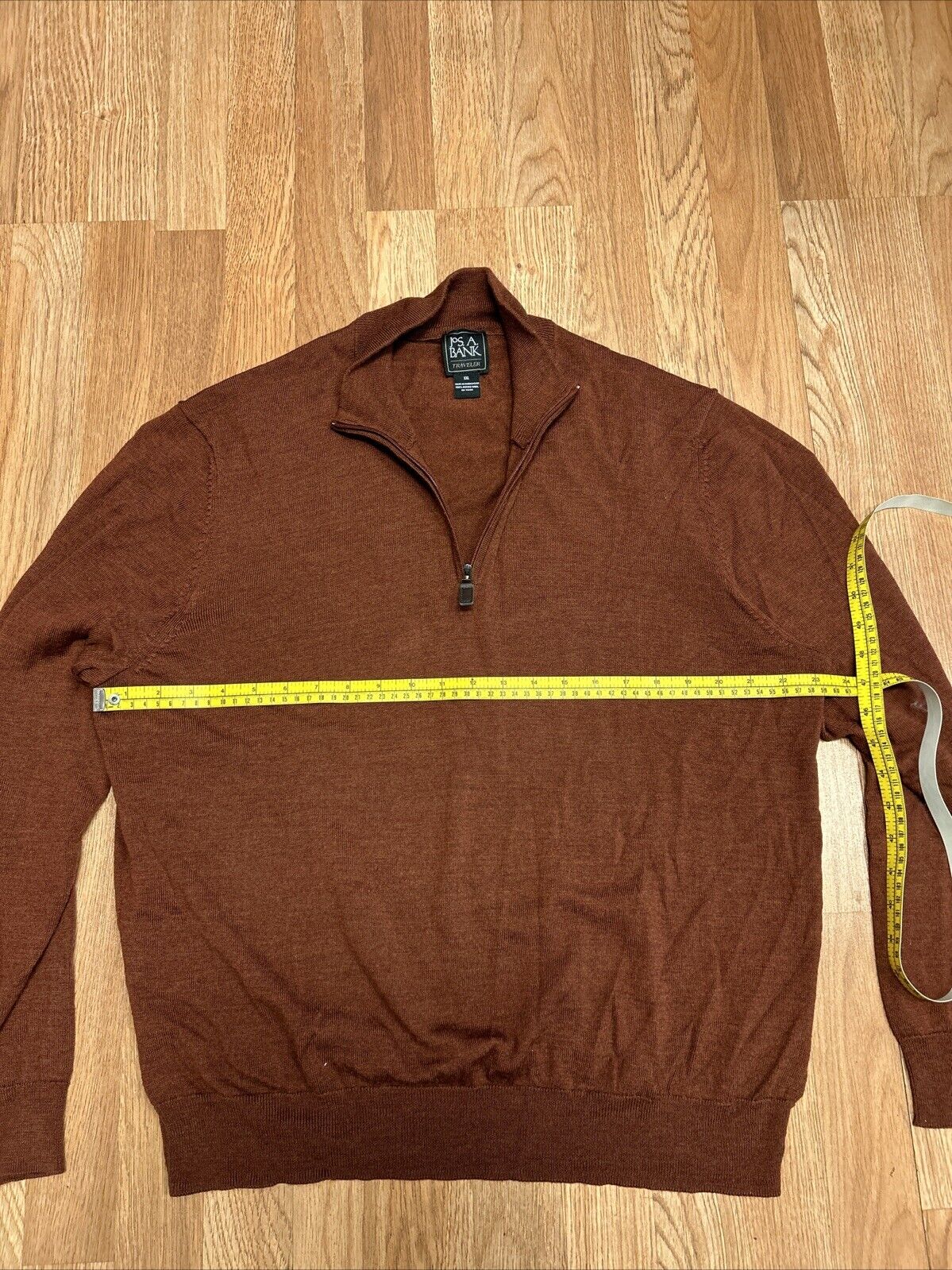 Men’s Merino Wool Sweater Size XXL Pullover 1/4 Zip Jos. A. Bank Maroon Rust 