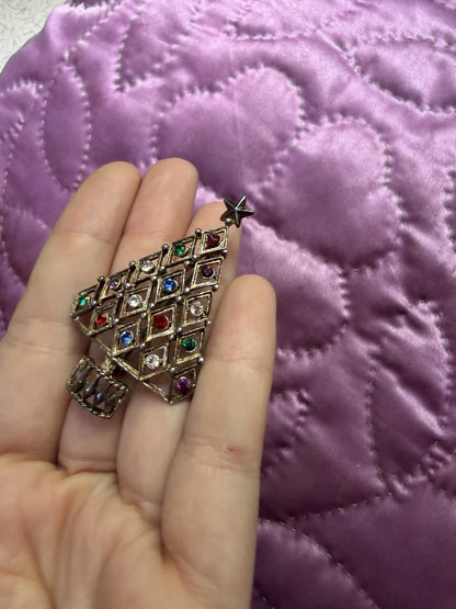 Vtg Signed Eisenberg Ice Rhinestones Ornaments Christmas Tree Star Topper Brooch