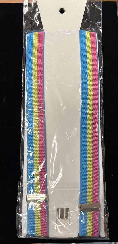 NWT Pansexual Pride pan Suspenders Braces Y Back Clip-on Elastic Adjustable