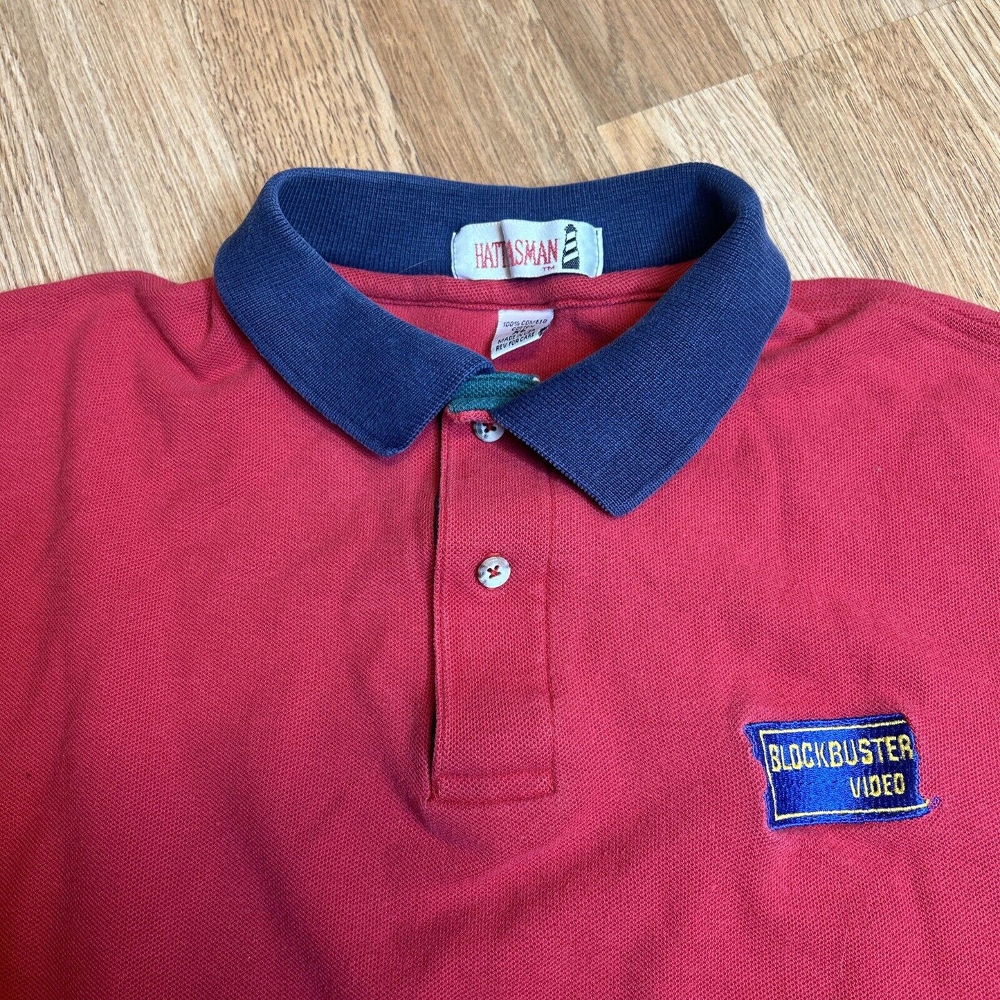 RARE** Vintage Blockbuster Video Polo  XLG Employee Uniform Red Navy