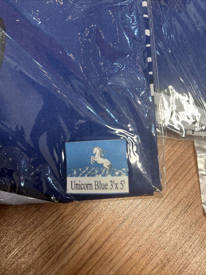 BLUE UNICORN FLAG 3' x 5' - FABULOUS ANIMAL FLAGS 90 x 150 cm - BANNER 3x5 ft