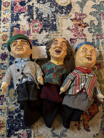 AS IS VTG Three Stooges Talking Golf Club Head Covers Moe Larry Curly 