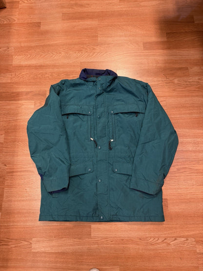 Vintage LL BEAN Mens Tall XL Hunter Green Plaid Flannel Bomber Jacket Zip