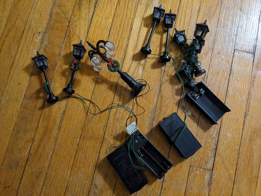 AC/DC Operated Miniature Lighted Lamp Posts Lot 