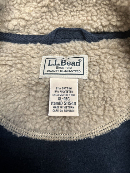 LL BEAN Men’s 1/4 Zip Pullover Sweater XL Regular Heavy Cotton Blue Green