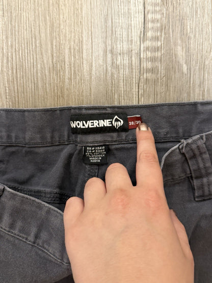 As Is Wolverine Pants Mens 38*x30 Granite  Canvas Carpenter Utility