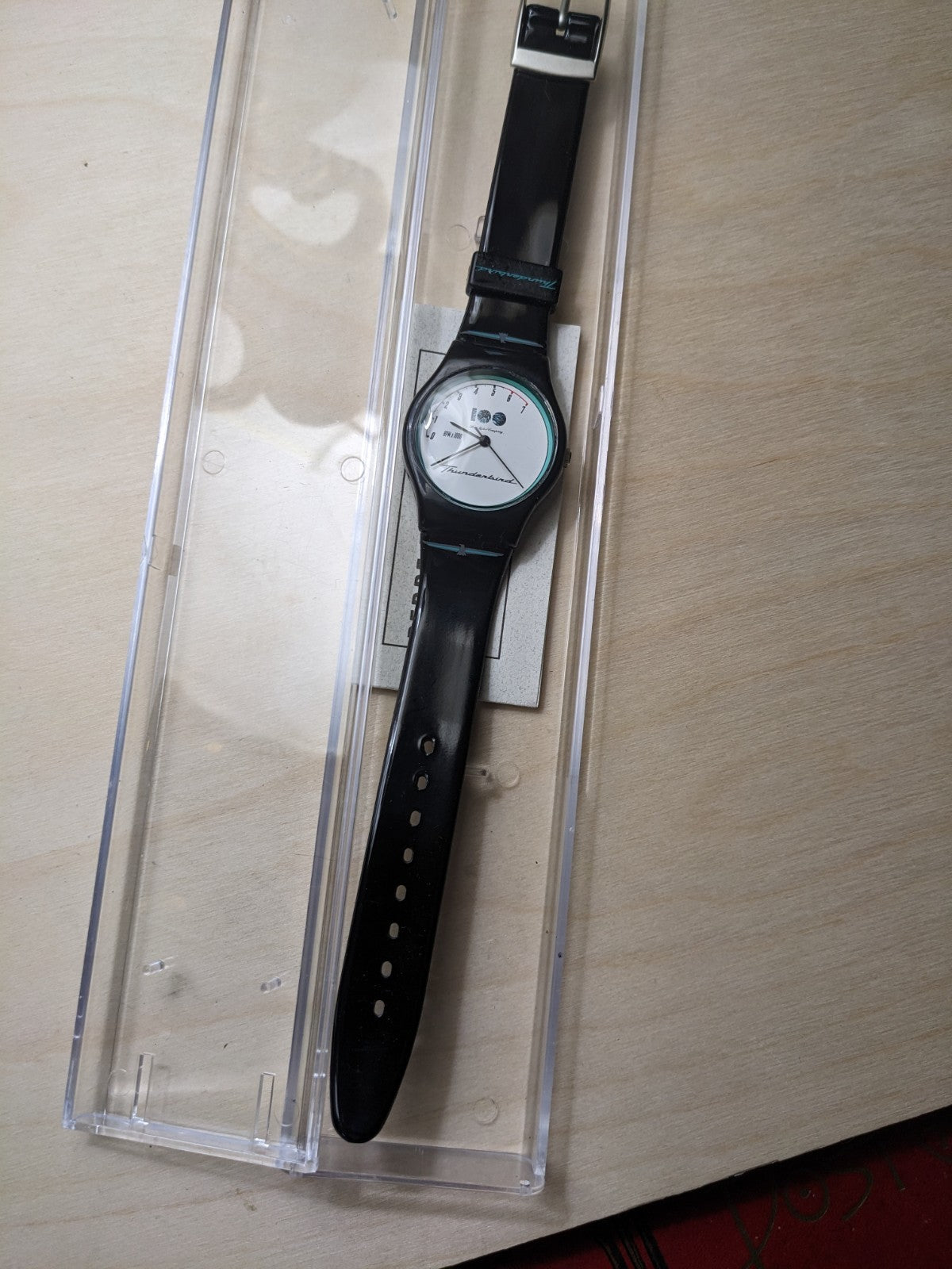 Rare 100 year anniversary Ford Thunderbird black patent watch untested
