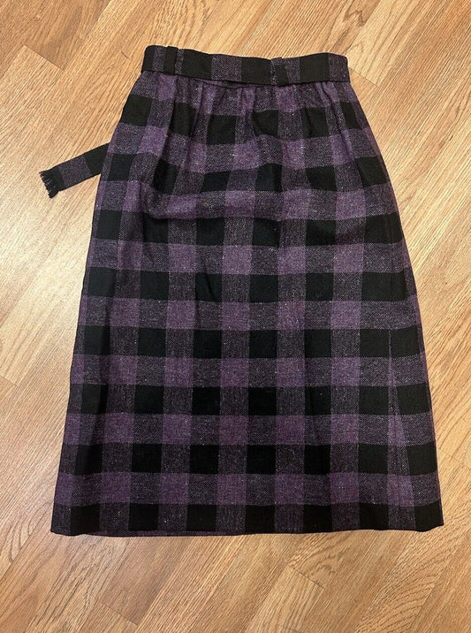 VTG Brendella Irish Kilt Tartan Plaid  Skirt Wool Ireland Size Xxs 24” Waist